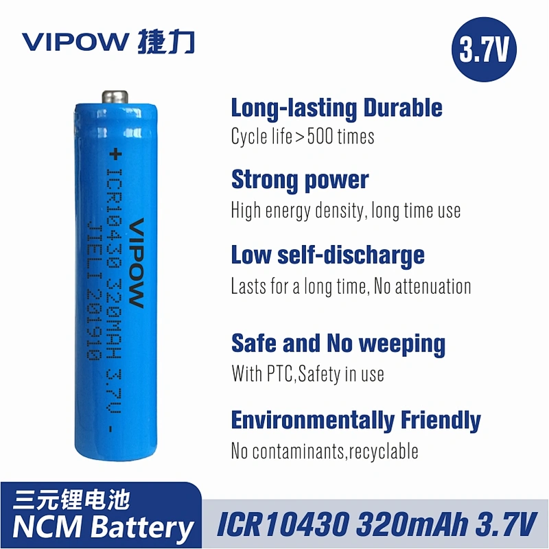 Lithium Battery ICR10430 320mAh 3.7V Tip Top