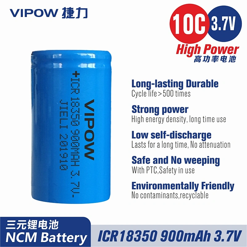 10C NCM Lithium Battery ICR18350 900mAh 3.7V