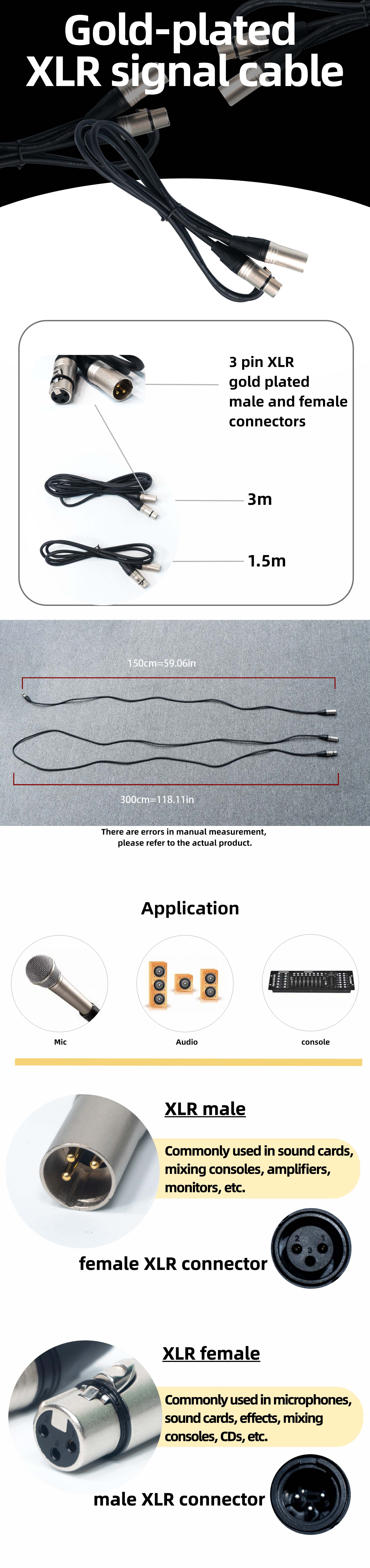Gold-plated XLR signal cable 镀金卡侬信号线