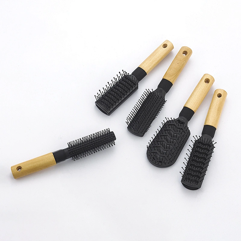 Custom wood styling brush hairdresser hair dryer plastic massage brush