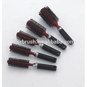 Factory rotating salon white nylon mixing boar bristle round wooden hair brushes wholesale