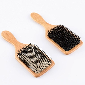 Natural Color Bamboo Paddle Cushion Wooden Massage Hair Brush