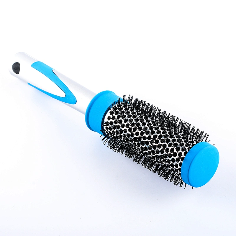 Professional aluminum barrel plastic volume round hair brush with bristles