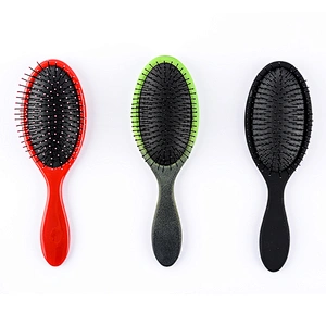 Quality Massage Paddle Nylon Ball Tipped Bristles 22.5cm Air Cushion Plastic Hairbrush with Black Cushion