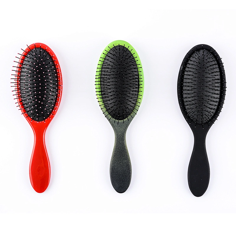 Quality Massage Paddle Nylon Ball Tipped Bristles 22.5cm Air Cushion Plastic Hairbrush with Black Cushion