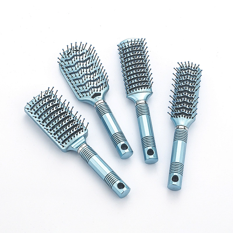 Blue plastic massage hair brush wholesale custom oval paddle brush hair dryer brush