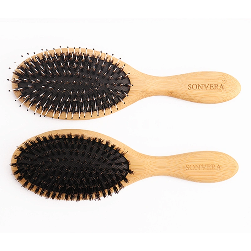 Bamboo hairbrush with boar bristle