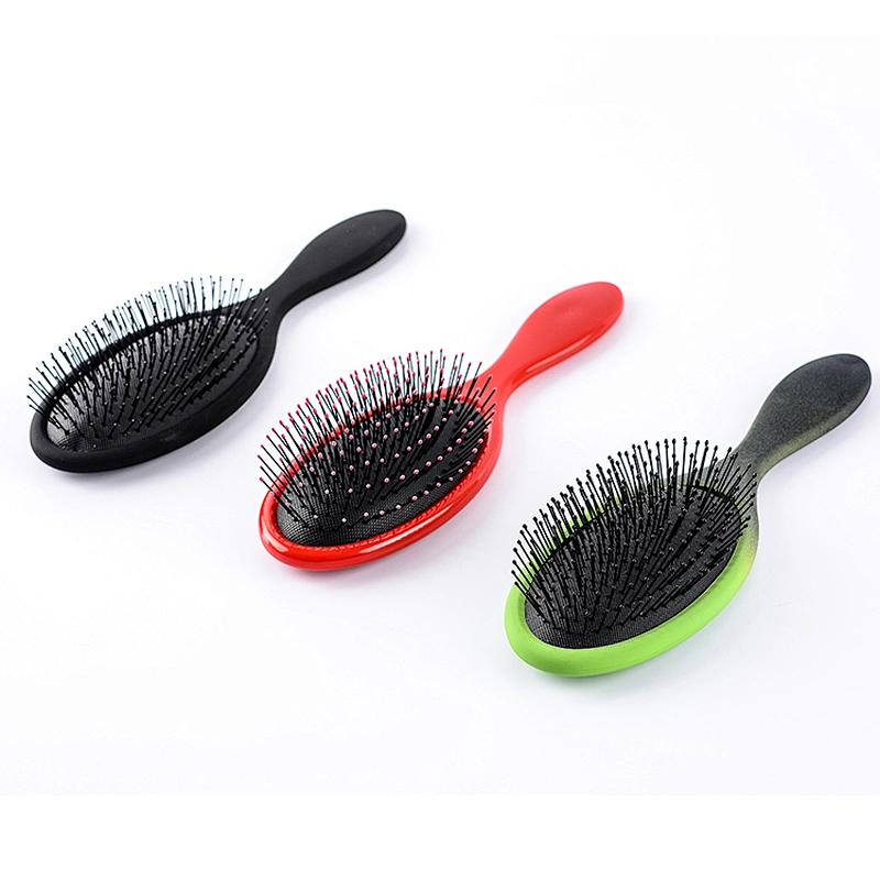 Quality Massage Paddle Nylon Ball Tipped Bristles 22.5cm Air Cushion Plastic Hairbrush with Black Cushion