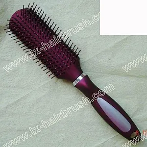 Flat hair brush,with plastic handle and nylon pins