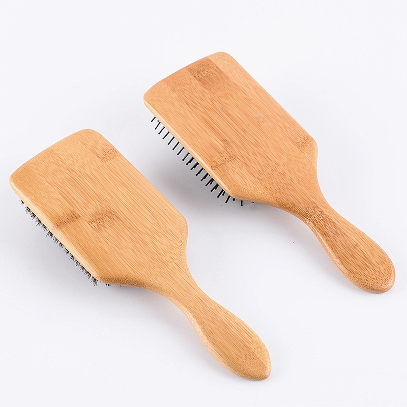 Private label custom logo professional eco-friendly wooden square hair brush