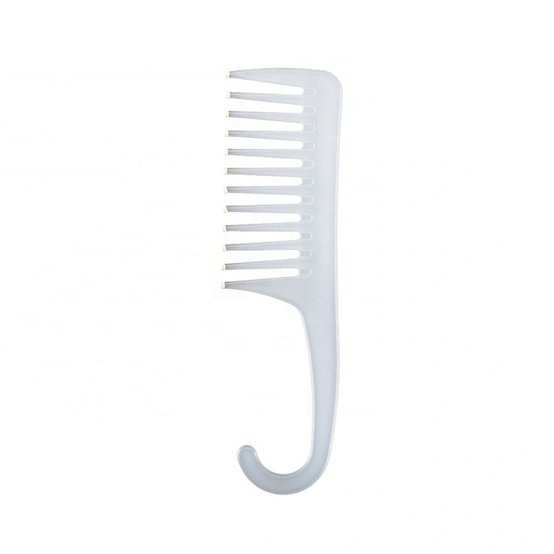 Wholesale high quality plastic non-tangled wide tooth comb curved  hook hair comb