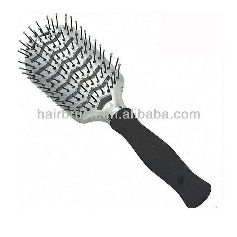 Black handle air vent plastic hair brush