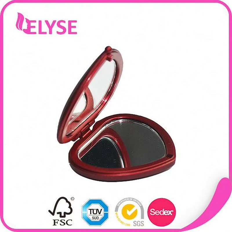 Professional new style heart shaped hand fashionable mini makeup pocket mirror cheap