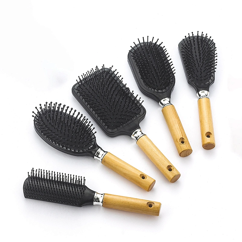 Custom wood styling brush hairdresser hair dryer plastic massage brush