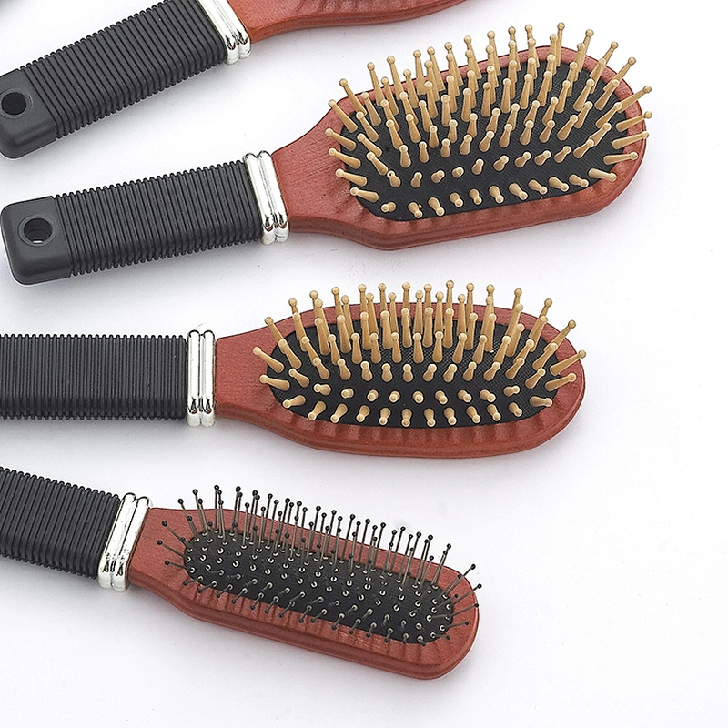 Custom hairdresser styling brush nylon needle massage brush wood needle massage brush
