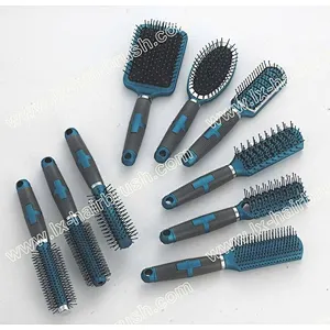 L-V handle hair brush set,cushion paddle/vent/round hair brush
