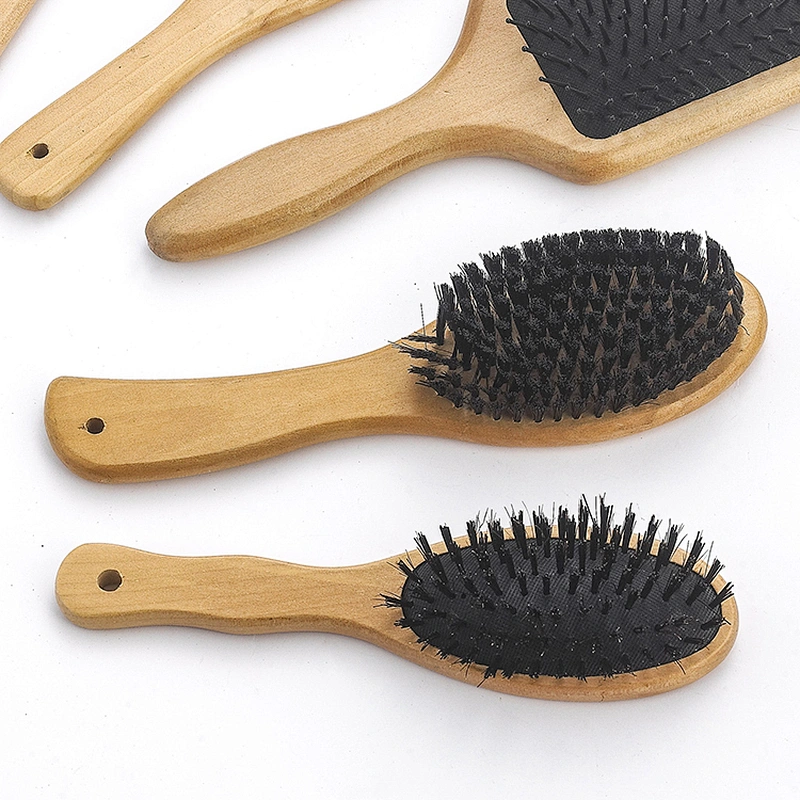 Wholesale custom wood massage brush paddle hair brush home care