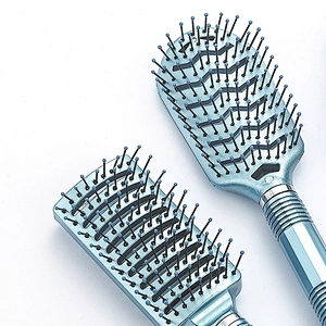 Blue plastic massage hair brush wholesale custom oval paddle brush hair dryer brush