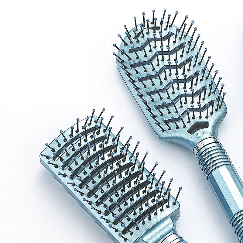 Blue plastic massage hair brush wholesale custom oval paddle brush hair dryer brush