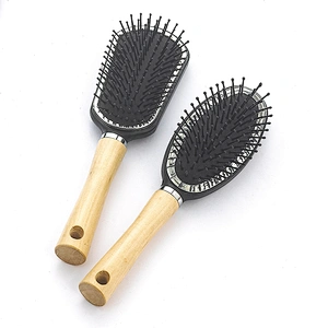 Custom Log Hair Dryer Brush Hairdresser Styling Brush Black Plastic Massage Brush