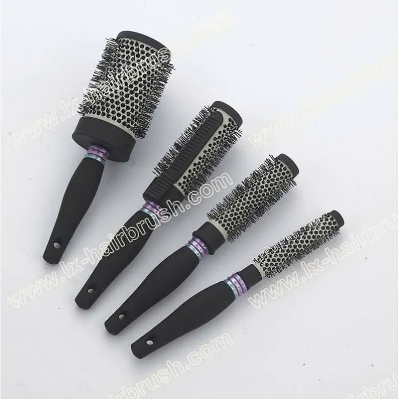 Antistatic ionic ceramic curling hair brush