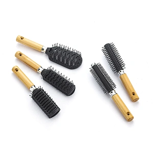 Custom wood styling brush hairdresser hair dryer plastic massage brush