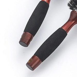 Customized round wooden handle hair brush professional hairdresser styling brush curly hair brush