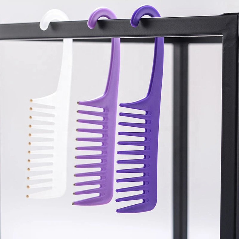 Wholesale high quality plastic non-tangled wide tooth comb curved  hook hair comb