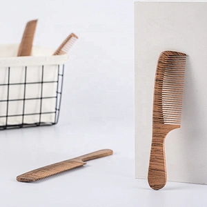 afro wooden custom combs double side wide tooth wood comb beard comb black wooden