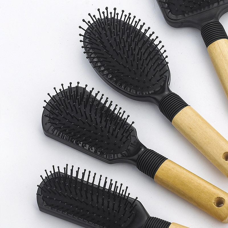 Custom wood styling brush hairdresser hair dryer plastic massage brush