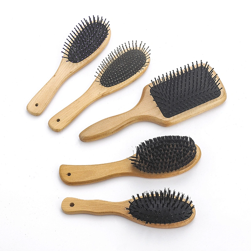 Wholesale custom wood massage brush paddle hair brush home care