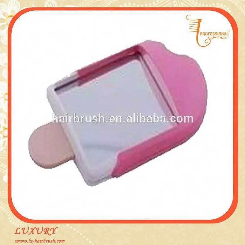New arrival lovely shape Children foldable plastic hair brush with mirror