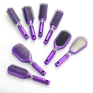 Factory production custom plastic massage hair brush purple hair dryer partner ventilation brush