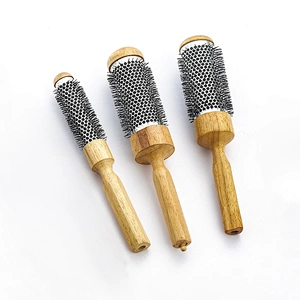 Custom round handle hair brush aluminum tube ventilation brush hair dryer styling brush curly brush