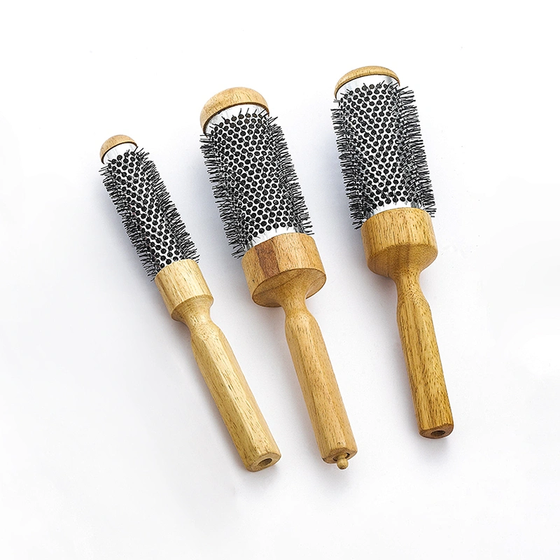 Custom round handle hair brush aluminum tube ventilation brush hair dryer styling brush curly brush