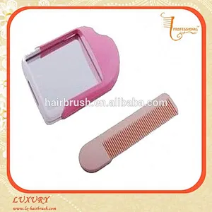New arrival lovely shape Children foldable plastic hair brush with mirror