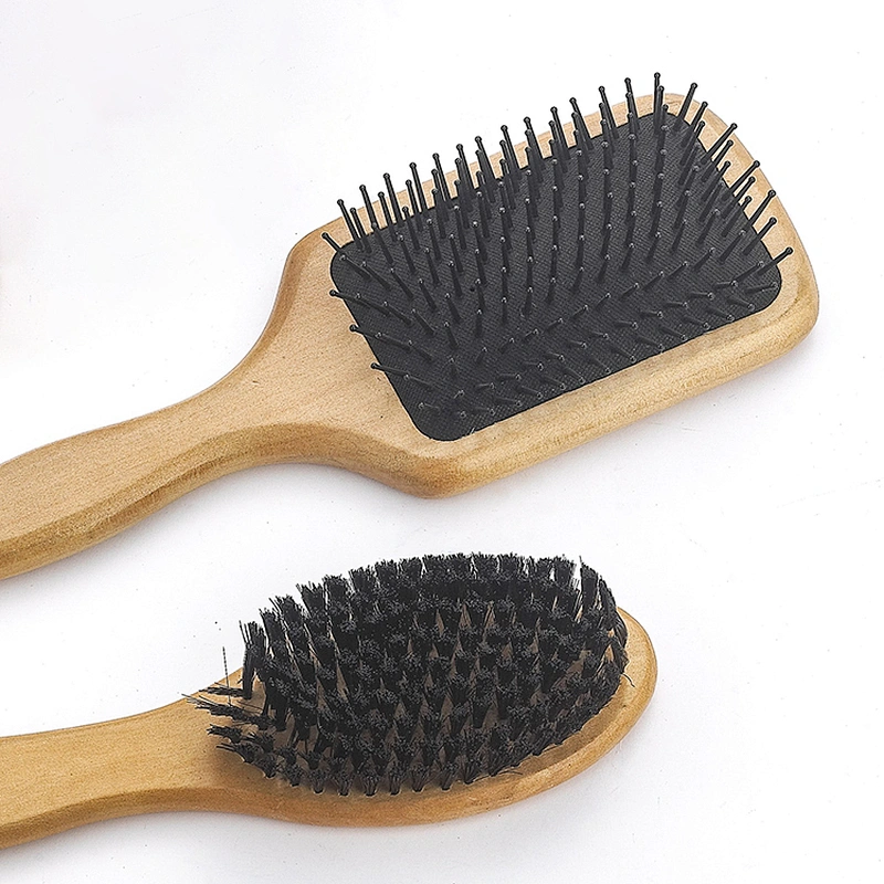 Wholesale custom wood massage brush paddle hair brush home care