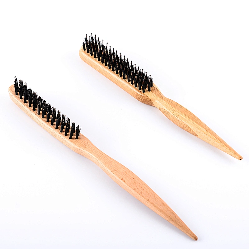 100% Natural Boar bristles Teasing Wood Hair Brush with Tail Handle