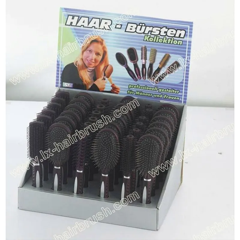 Plastic hair brush set,36pcs/set/paper display box