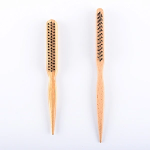 100% Natural Boar bristles Teasing Wood Hair Brush with Tail Handle