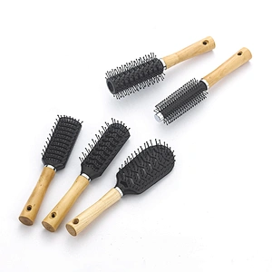 Custom Log Hair Dryer Brush Hairdresser Styling Brush Black Plastic Massage Brush