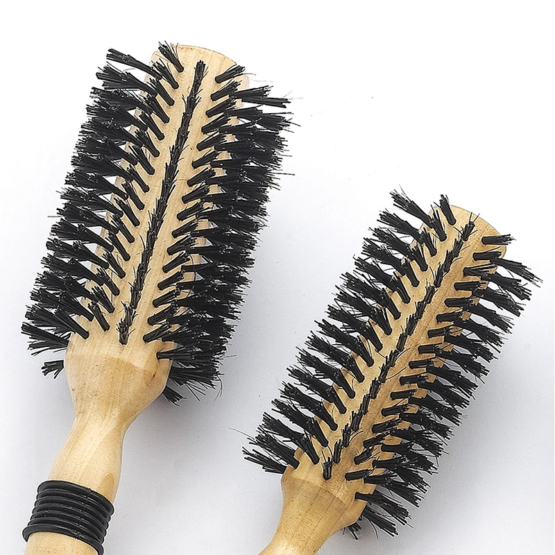 Custom round hair hand brush hairdresser styling brush bristle brush