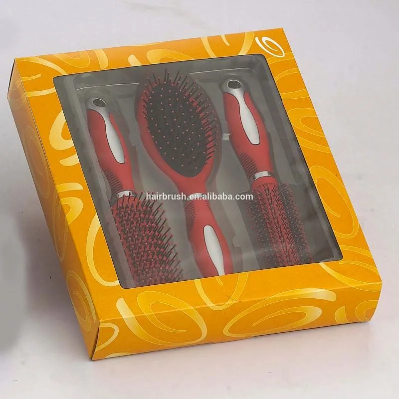 hair extension brush ,vent rotating hair brush set,3pcs/set/color box