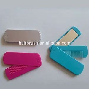 Hot sale Mini plastic foldable hair brush with mirror