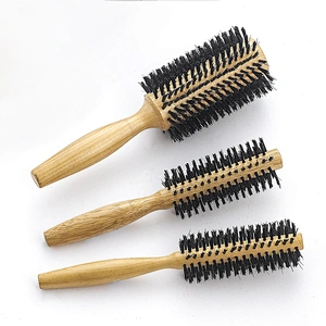 Custom round hair hand brush hairdresser styling brush bristle brush