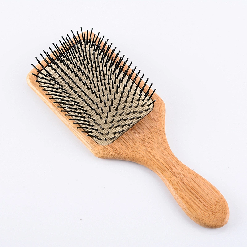 OEM available professional salon newest custom natural detangling wooden bamboo cushion paddle hair brush with boar bristle