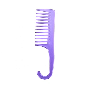 Wholesale high quality plastic non-tangled wide tooth comb curved  hook hair comb