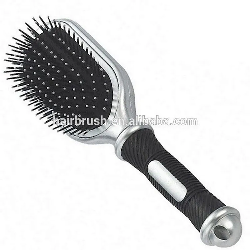 Silver hair scalp massage brush with nylon bristle
