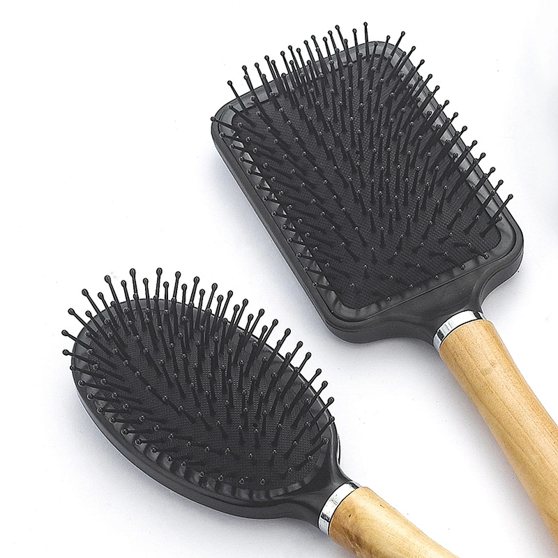 Custom Log Hair Dryer Brush Hairdresser Styling Brush Black Plastic Massage Brush