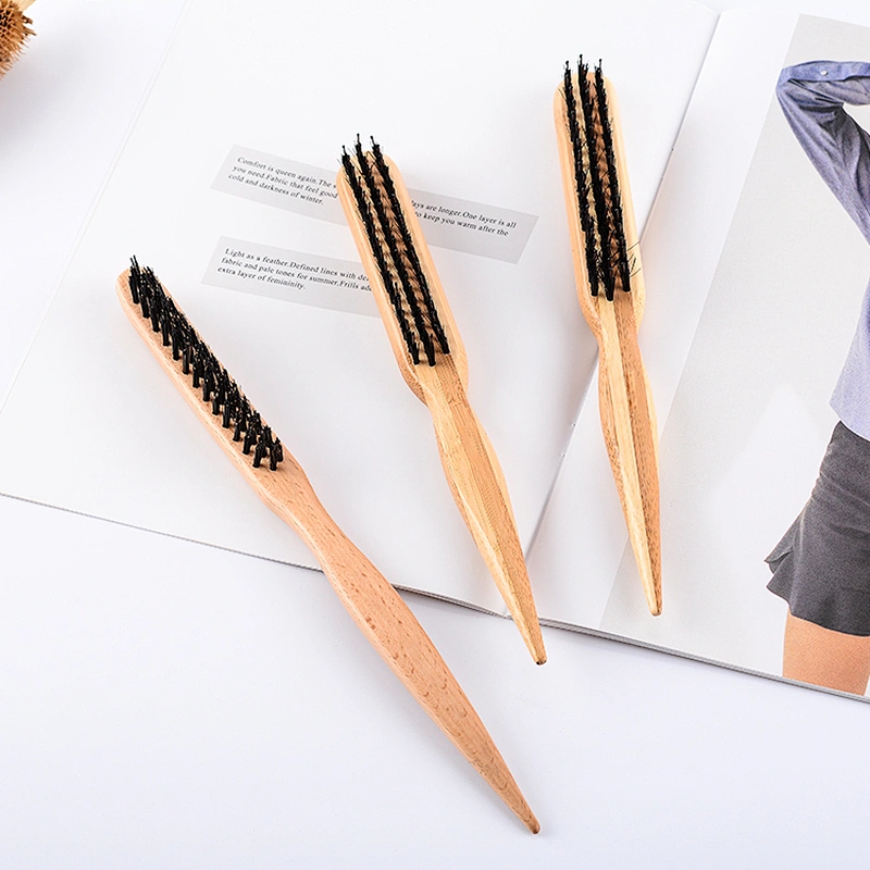 100% Natural Boar bristles Teasing Wood Hair Brush with Tail Handle